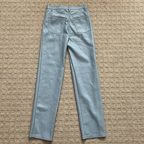 Aritzia Wilfred Melina Super High Rise Pant Ankle Dune Blue Faux Leather sz 2 - Picture 11 of 15